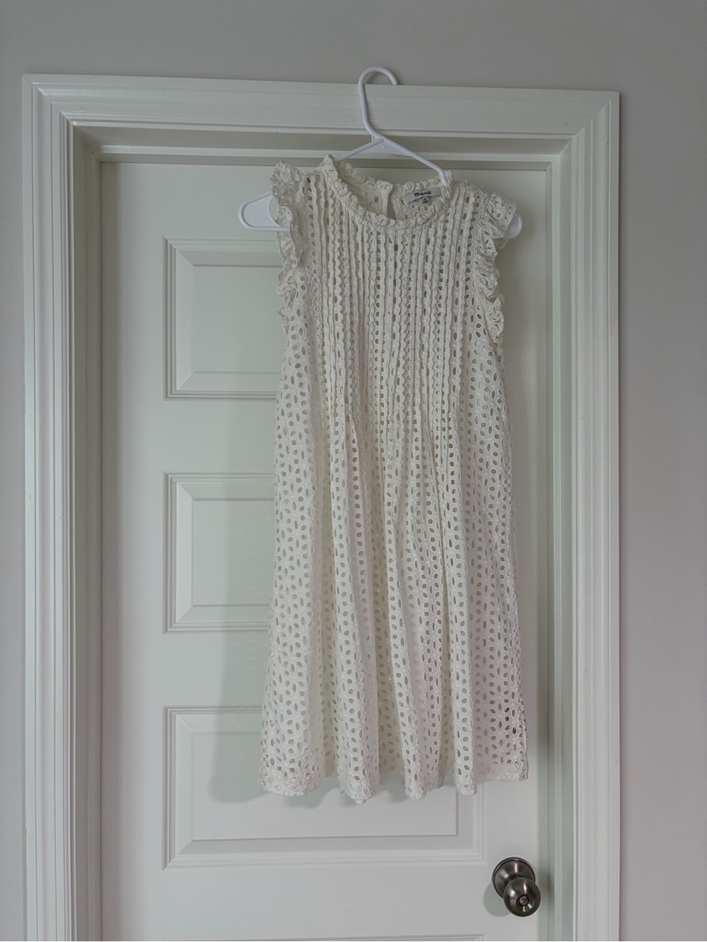 Madewell Cream Eyelet Ruffle Sleeveless Dress